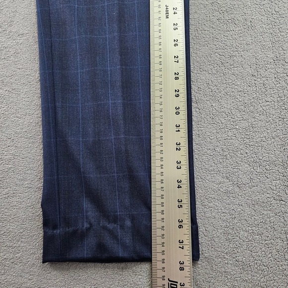 IZOD 2-Piece Suit Jacket & Pants Mens 42 S/ 36W Dark Blue Check Single Breasted - Picture 10 of 16
